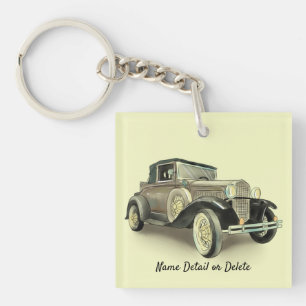 Vintage Car - Add Name Details or Delete Text - Keychain