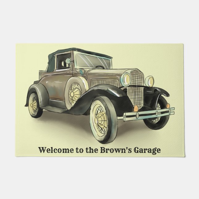 Vintage Car - Add Name -  Doormat (Front)