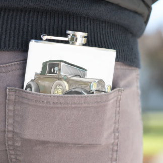 Vintage Car - Add Name - Hip Flask