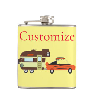 Vintage Car and Camper Thunder_Cove Hip Flask