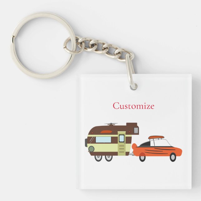 Vintage Car and Camper Thunder_Cove  Keychain (Front)