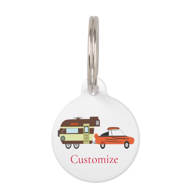 Vintage Car and Camper Thunder_Cove Pet Tag (Front)