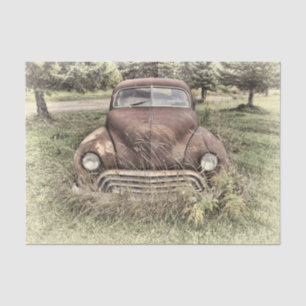Vintage Car Antique Old Rustic Sepia Decoupage Tissue Paper