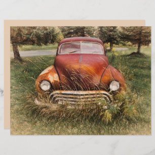 Vintage Car Antique Red Old Rustic Decoupage