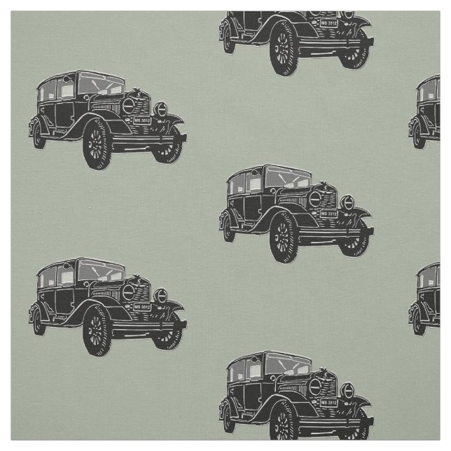 Vintage Car Art Fabric (Swatch)