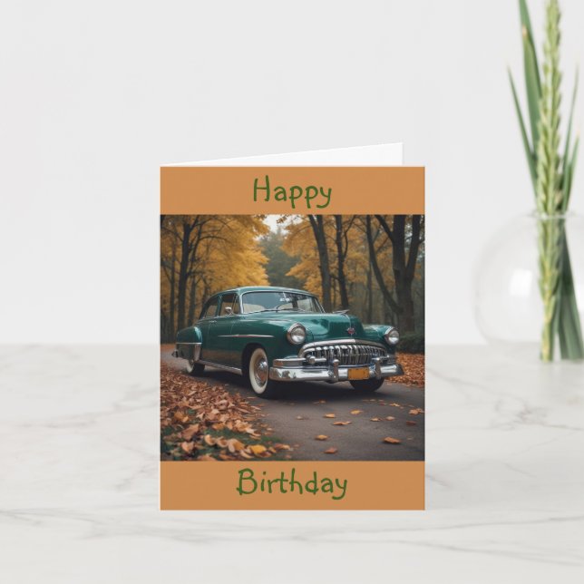 Vintage Car Birthday Card (Front)