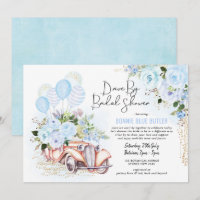Vintage Car Blue Floral Drive By Bridal Shower