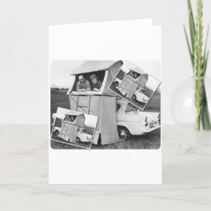 Vintage Car Camping Caravan Card