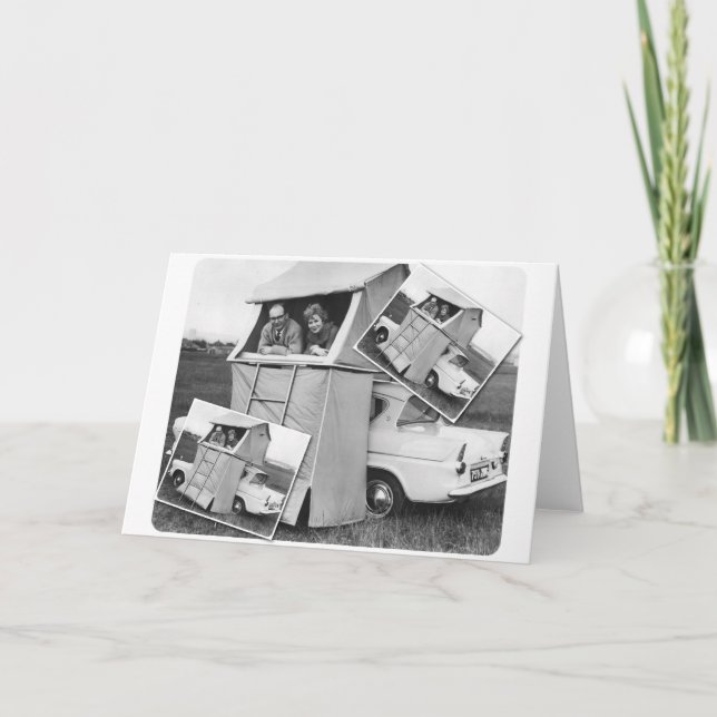 Vintage Car Camping Caravan Card (Front)