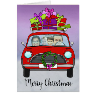 Vintage Car Christmas customizable photo card