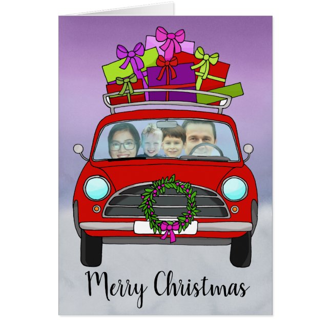 Vintage Car Christmas customizable photo card (Front)