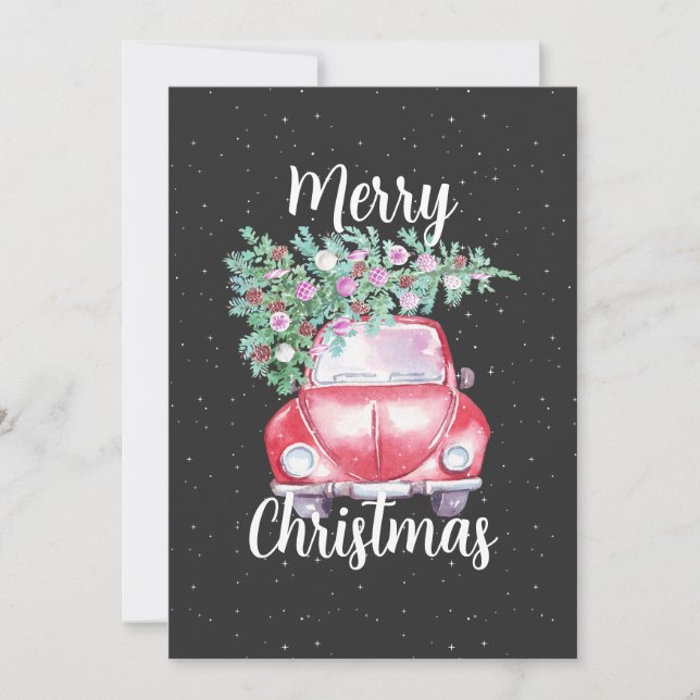Vintage Car Christmas Holiday Card (Front)