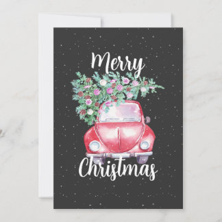 Vintage Car Christmas Holiday Card