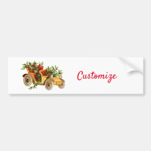 Vintage Car Christmas Mistletoe Thunder_Cove  Bumper Sticker
