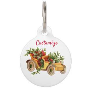Vintage Car Christmas Mistletoe Thunder_Cove   Pet Tag