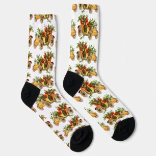 Vintage Car Christmas Mistletoe Thunder_Cove Socks