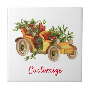 Vintage Car Christmas Mistletoe Thunder_Cove  Tile