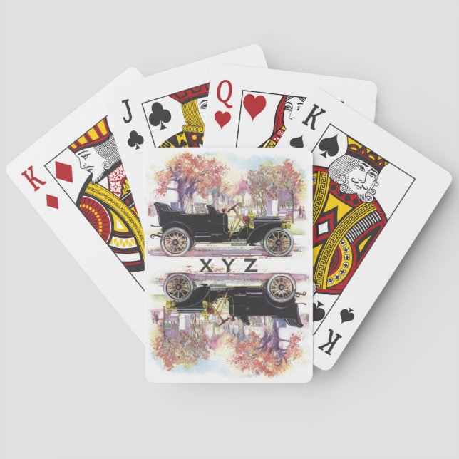 Vintage car custom monogram playing cards (Back)