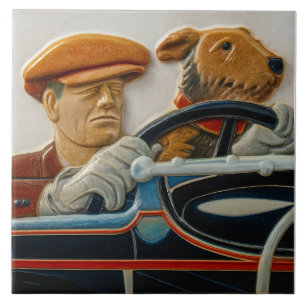 Vintage Car Design Ceramic Tile