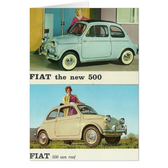 Vintage car greeetings card | Fiat 500 | Italy