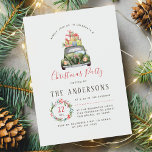 Vintage Car Green Plaid Christmas Holiday Party Invitation<br><div class="desc">We believe your Christmas party should be exactly as you want it, and it all starts with the invitations. This design features a vintage style watercolor car with a stack of presents on the roof. Your party's date appears in the middle of a botanical wreath. These cards reverse to a...</div>