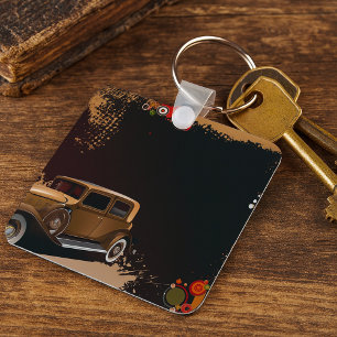 Vintage Car Grunge Retro Automobile Keychain