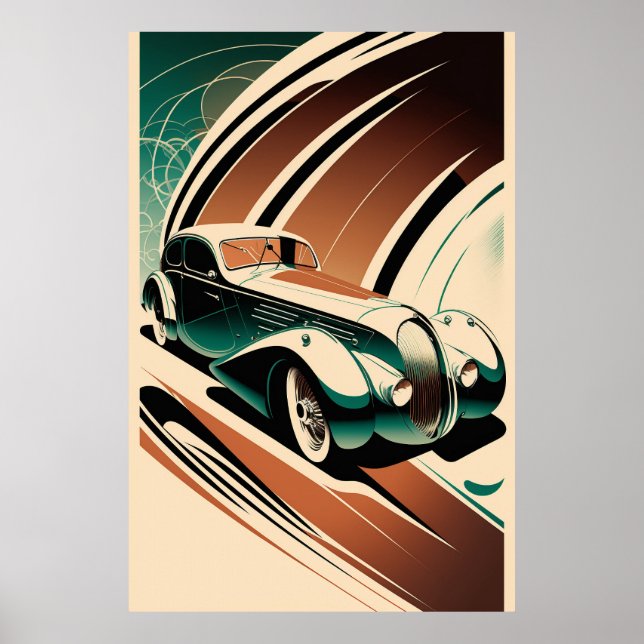 Vintage car in retro background poster (Front)