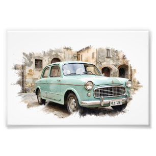 Vintage Car in Rustic Setting Photo Print
