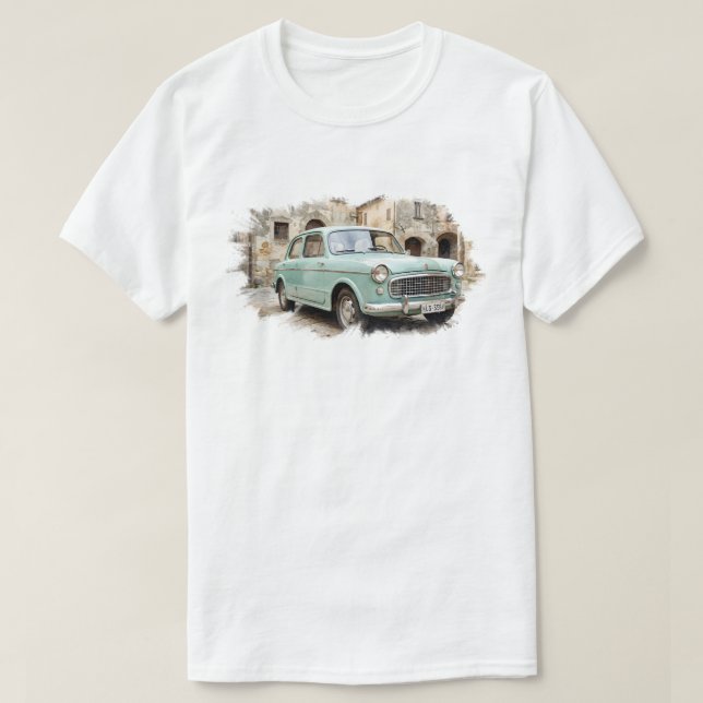 Vintage Car in Rustic Setting T-Shirt (Design Front)