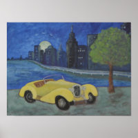 Vintage Car In the City Poster