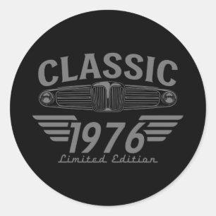Vintage Car Lover 1976 Made in 1976 50th Birthday  Classic Round Sticker