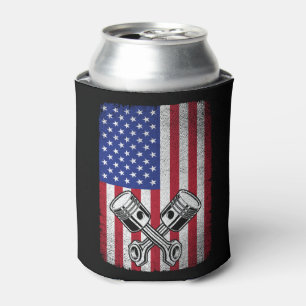 Vintage Car Mechanic Piston American Flag For Men  Can Cooler