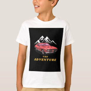 Vintage Car Near Mountain with Red colour  T-Shirt