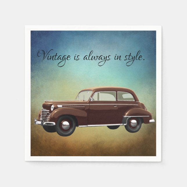 Vintage Car Paper Party Napkins (Front)