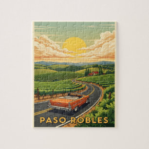 Vintage car paso robles wine country at sunset jigsaw puzzle