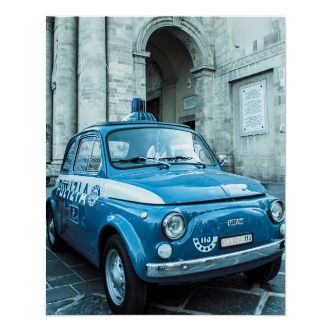 Vintage car Perfect Poster | Fiat 500 | Police car (Front)