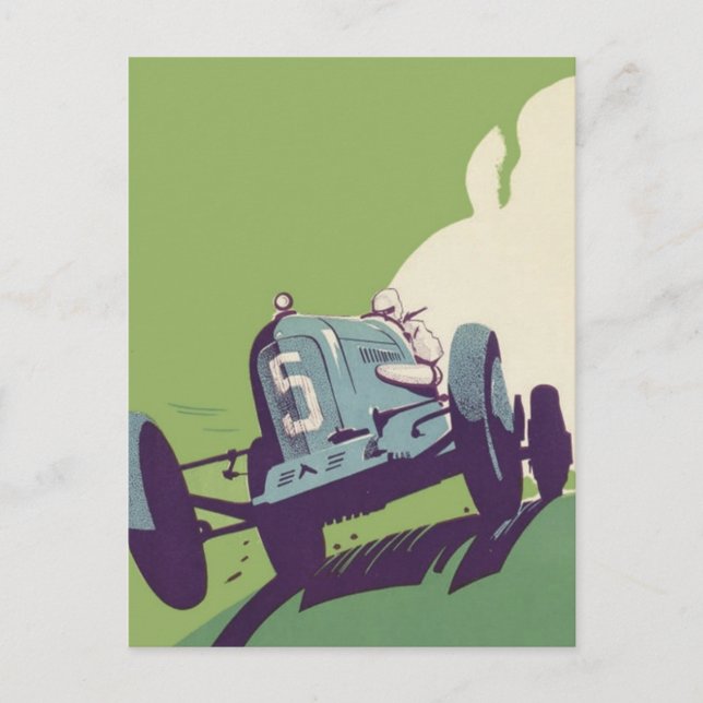 Vintage car racing postcard (Front)