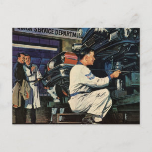 Vintage Car Repair Service Business Auto Mechanic Postcard