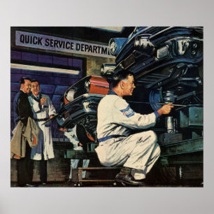Vintage Car Repair Service Business Auto Mechanic  Poster