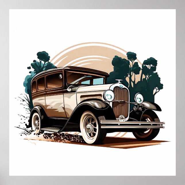Vintage Car - Retro Auto Elegance Poster  (Front)
