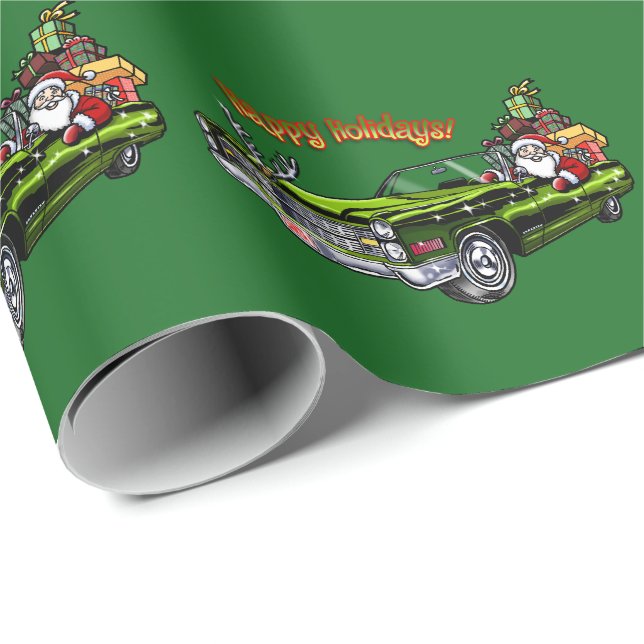 Vintage Car Santa Wrapping Paper (Roll Corner)