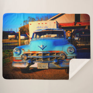 Vintage Car Sherpa Blanket