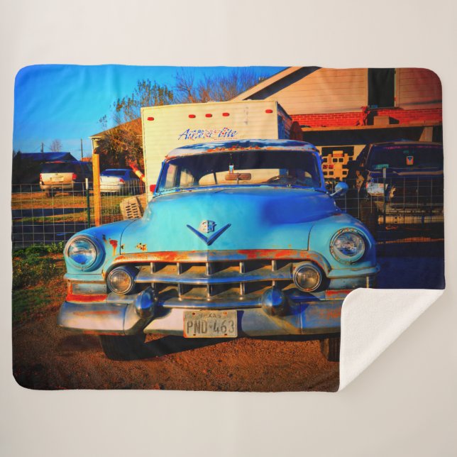 Vintage Car Sherpa Blanket (Front (Horizontal))