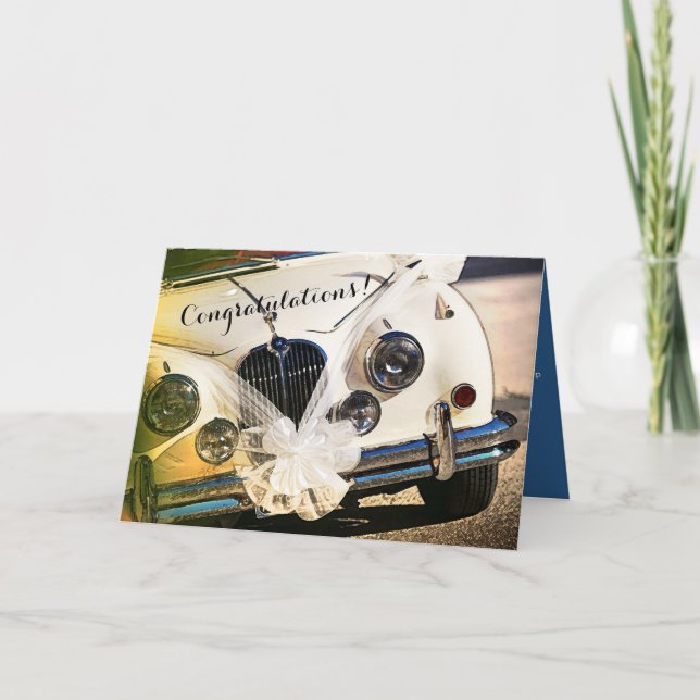 Vintage Car Wedding Card Congratulations (Front)