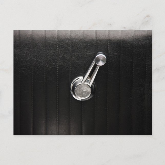 Vintage car window crank postcard (Front)