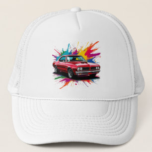 Vintage Car with Colourful Paint Splashes Trucker Hat