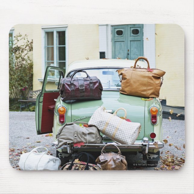 Vintage car with lots of luggage mouse pad (Front)