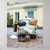 Vintage car with lots of luggage