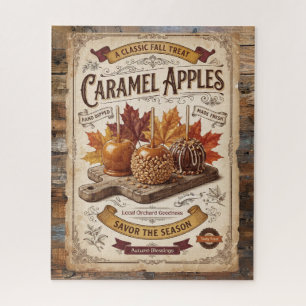 Vintage Caramel Apples Autumn Blessings Jigsaw Puzzle