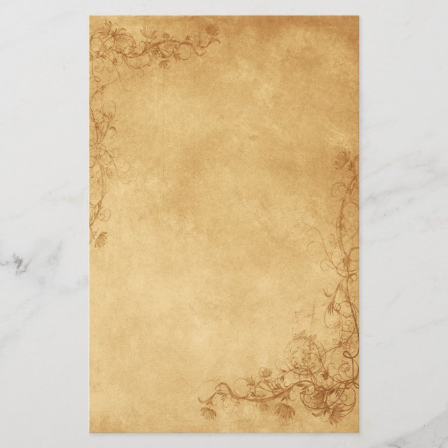 Vintage Caramel Brown Stationery (Front)